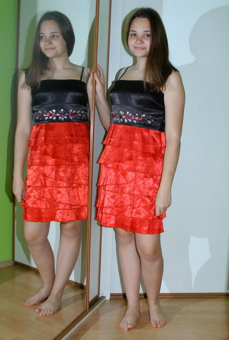 Společenské saténové krátké šaty, taneční, 40