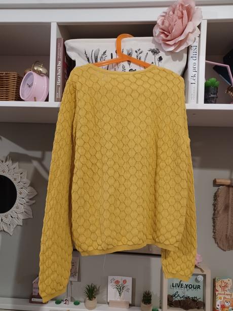 Hořčicový pletený svetr h&m 140/146, h&m,140