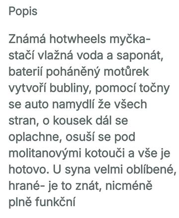 Bublinková myčka hotwheels,
