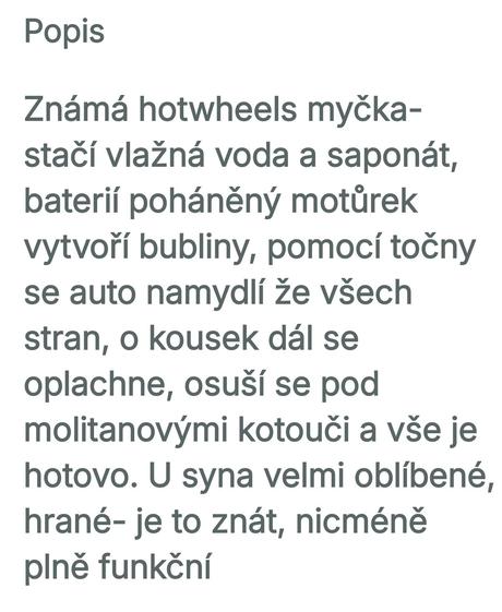 Bublinková myčka hotwheels,