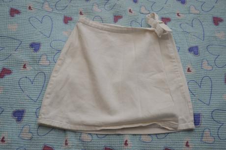 128 134 140 bílá džínová, riflová zavinovací sukně, 128