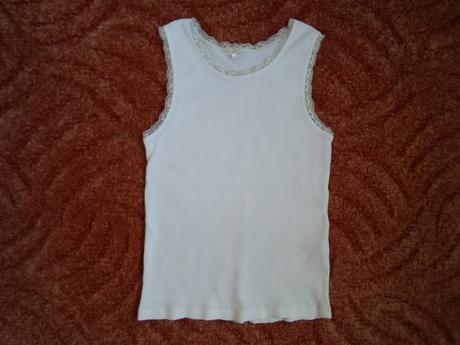 Bílé tílko triko s krajkou, george,140
