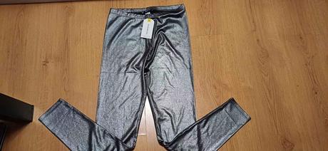 Metalické stříbrné legíny, nové, vel 165, terranova,164