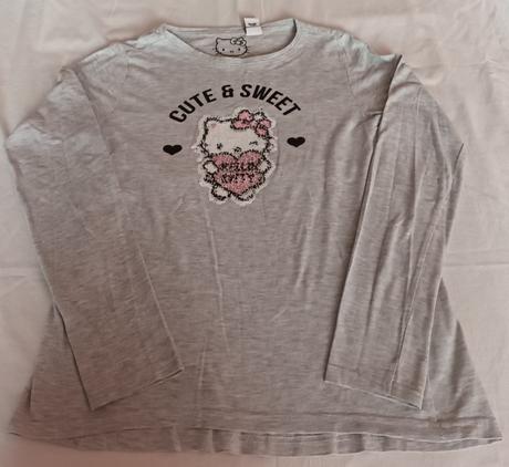 Dívčí triko dlouhý rukáv šedé hello kitty sanrio, sanrio,158