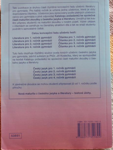 Učebnice literatura pro 2. ročník gymnázií,