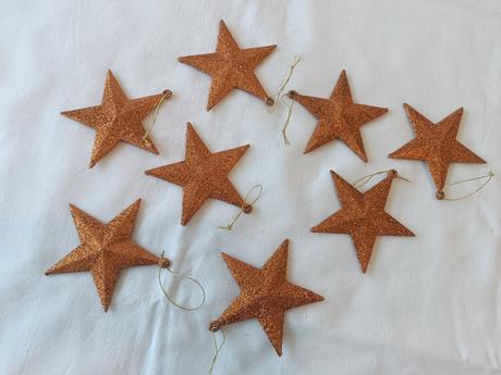Měděné hvězdy na stromek - 8ks, 