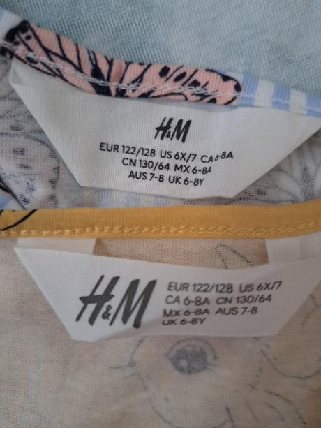2x šaty zajíčci a motýlci, h&m,122