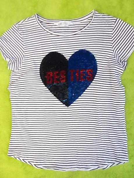 Triko s flitrovým srdcem h&m vel. 158 / 164, h&m,158