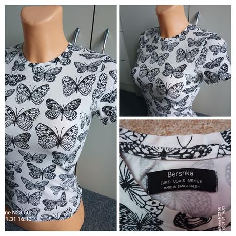 Tričko motýlci zn."bershka" vel."s", bershka,s