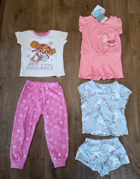 3x dívčí pyžama,vel.86/98,skye,peppa, jednorožci, nickelodeon,86