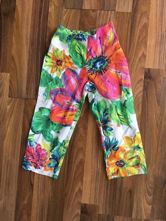 Plátěné květina kalhoty, vel 8 let, 128 cm, next, next,128