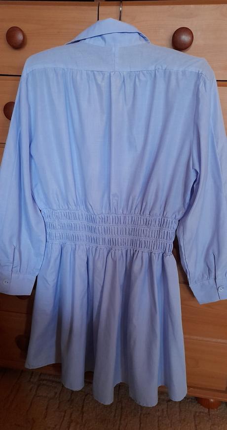 Světle modré košilové mini šaty, l