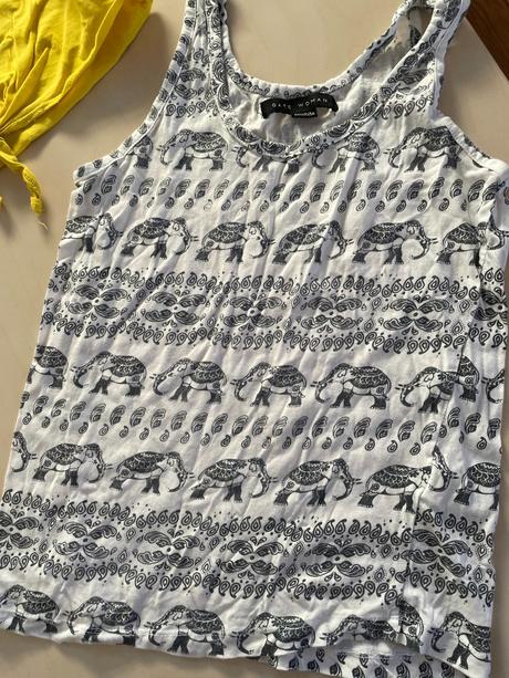 Set 2 tílek, slonícia  žlutý crop top, vel xs, gat, h&m,xs