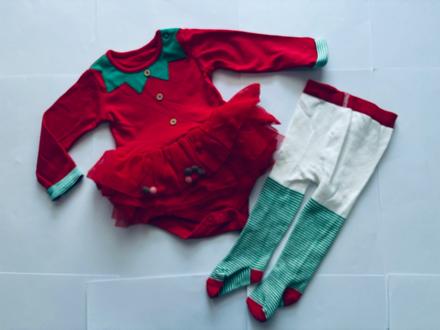 Body s punčochy vánoční - v.3/6 měs, 68