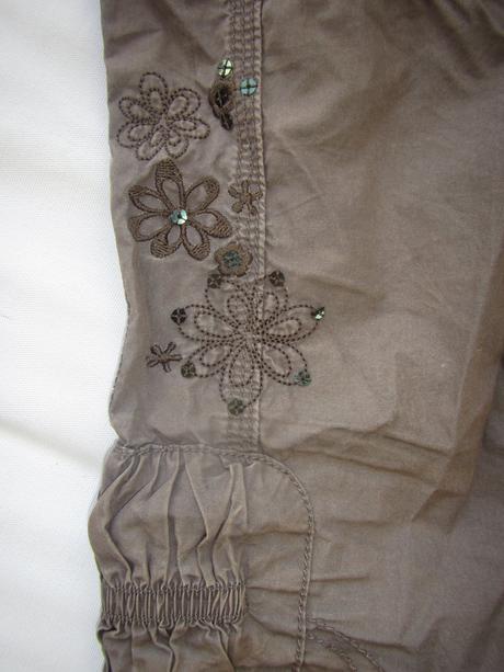 Letní tm. hnědé vyšívané capri kalhoty,116, palomino,116