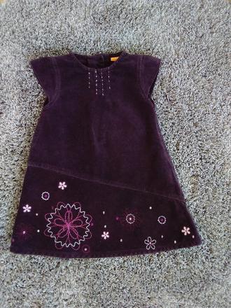 Manchestrové jemné šaty /šatičky/šatovka hnědo-fia, mini mode,80