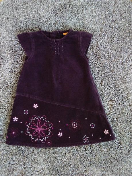 Manchestrové jemné šaty /šatičky/šatovka hnědo-fia, mini mode,80