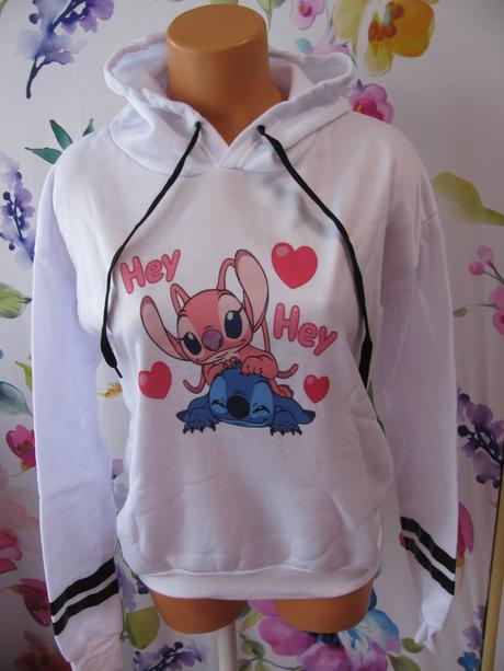 Bílá mikina s kapucí s obrázky, 164