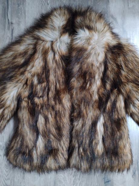 Chlupatá kožíšková bunda h&m vel xs/s, h&m,xs
