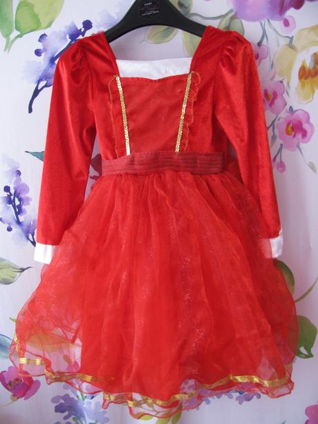Sváteční vánoční červené tylové šaty, 116