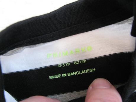Pruhované bavlněné kojenecké tričko, primark,62