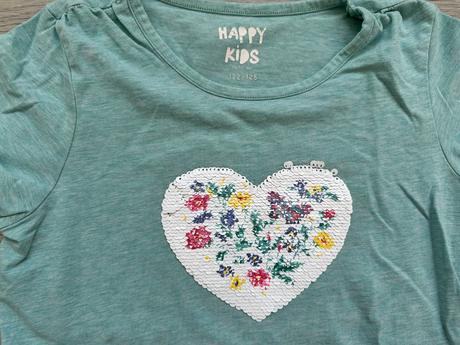 Dívčí zelené tričko s měnícími flitry, vel 122/128, tchibo,122