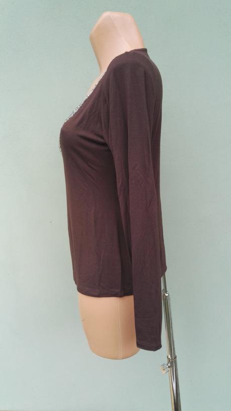 Hnědé zdobené tričko halenka itálie - vel.m, m