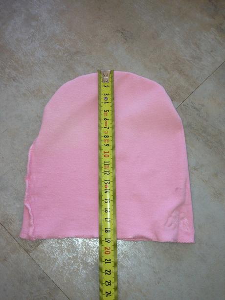 Růžová bavlněná čepička s motýlkem miminko 0+, 50