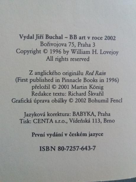 Kniha rudý déšť - w. h. lovejoy, 