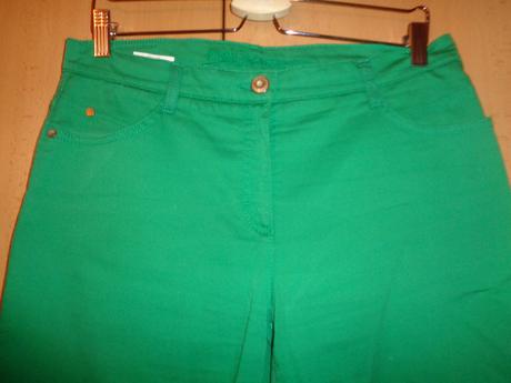 Super lahvově zelené letní kalhoty, l