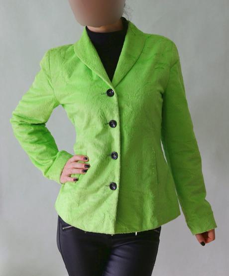 Výrazně zelené plyšové sako peter hahn vel.s, s