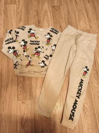 Béžová tepláková souprava h&m mickey 146/152, h&m,152