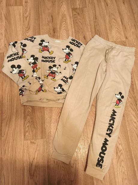 Béžová tepláková souprava h&m mickey 146/152, h&m,152