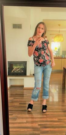 Květovaný šifonový top, vel xs/s, itálie, xs