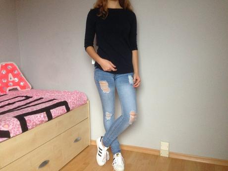 Trhané rifle s páskem, vel. xs a xl, xl / xs