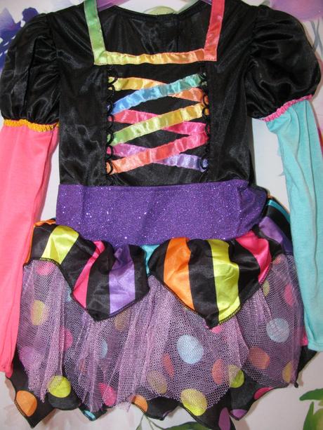 Karnevalový barevný dívčí kostým, šaty halloween, 