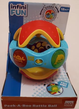 Zvukový a světelný míč, infinifun rattle ball, 