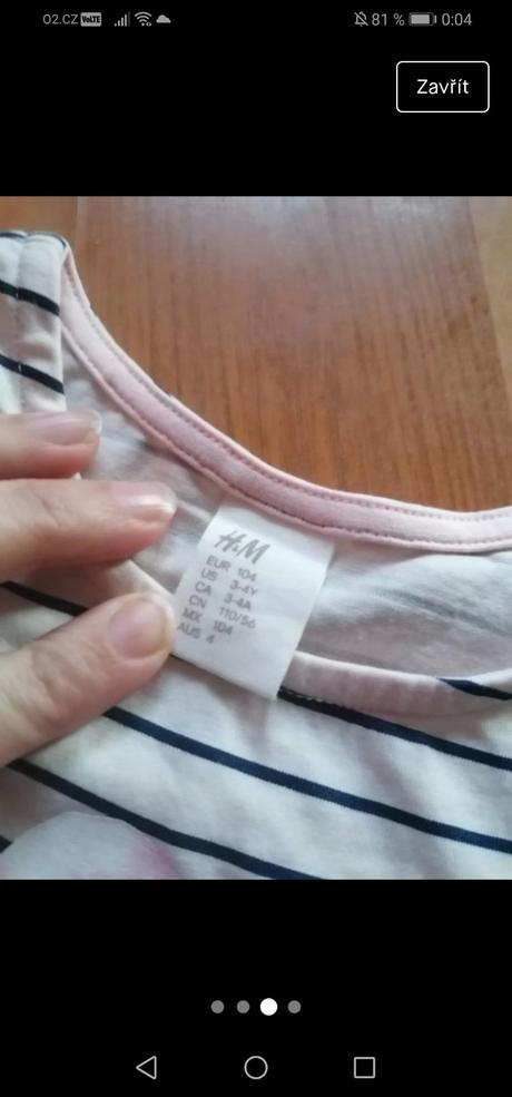 Dětské kratší šatičky/ delší tričko, h&m, h&m,104