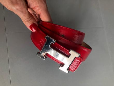 Pásek vel 90/105, 36,38 červená lesklá kůže,