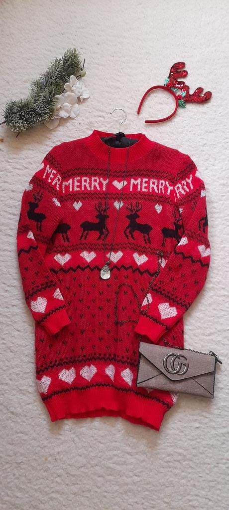 Shein vánoční svetrové šaty se soby, l