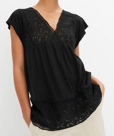 Tričko s krajkou, bonprix,44