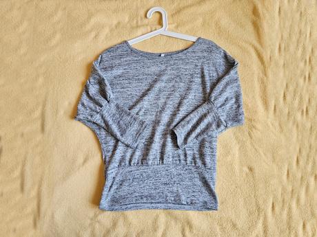 Šedý svetřík úpletový žíhaný basic tříčtvrteční xs, xs