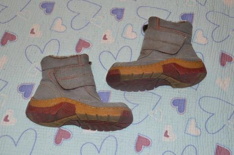 Šedé oteplené boty s kožíškem, suchý zip, 30