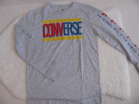 Šedé bavlněné tričko s logem - converse, converse,158