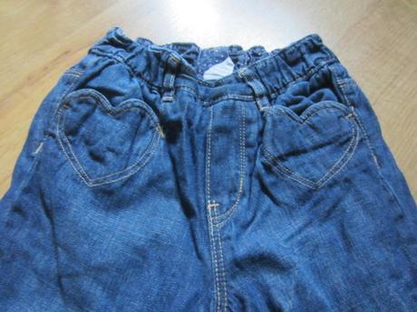 Podšité, zateplené srdíčkové džíny, rifle, h&m,92