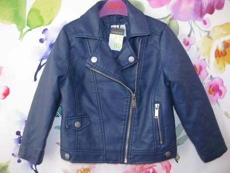 Frajerská tmavě modrá bunda-křivák, z umělé kůže, primark,110