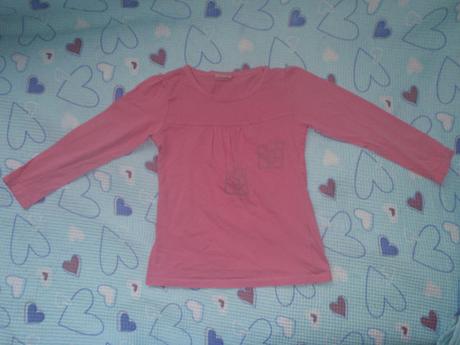 Růžové triko s nabíranými rukávy, kytky, cherokee,104