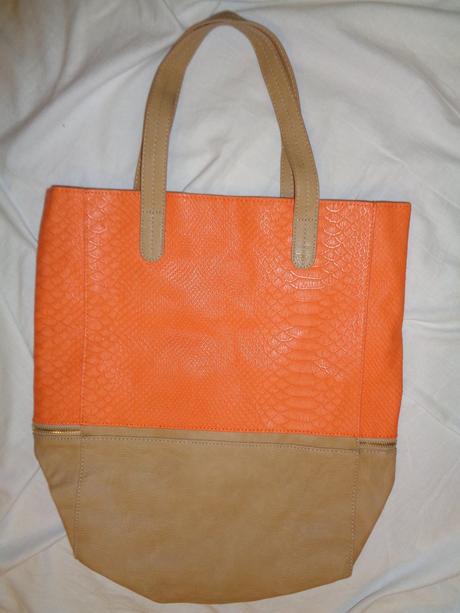 Super oranžovohnědá velká koženková kabelka,