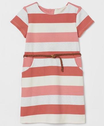 Holčičí pruhované šaty h&m s páskem vel. 122/128, h&m,122 / 128