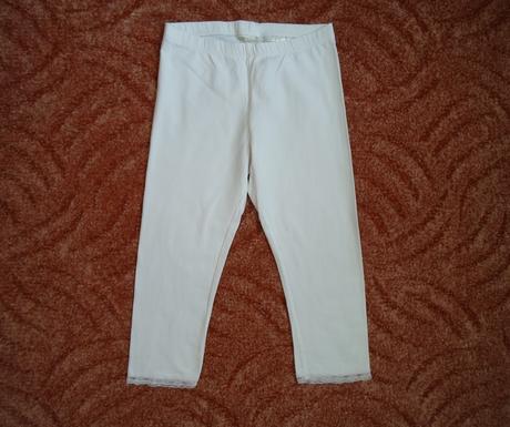Bílé 3/4 legíny s krajkou, h&m,146
